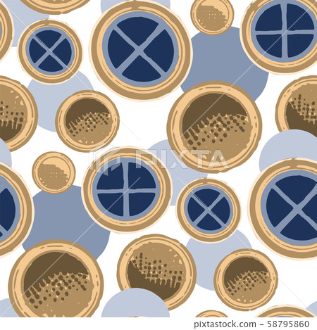 Seamless pattern of ancient maltese circular windows with stone frames Seamless pattern of ancient maltese circular windows with stone frames 58795860