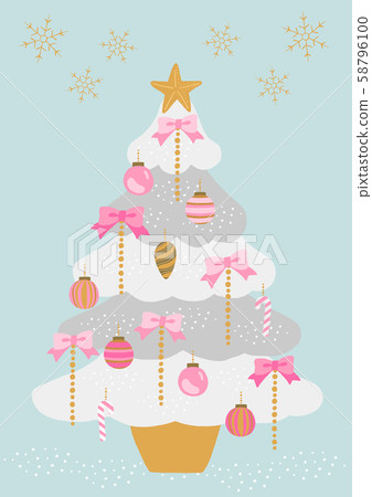 Download White And Pink Christmas Tree Light Blue Stock Illustration 58796100 Pixta PSD Mockup Templates