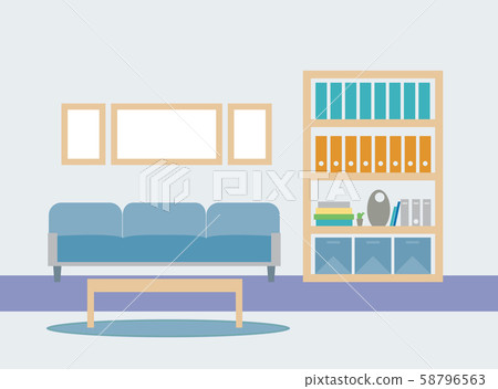 Flat design illustration of a living room with a Flat design illustration of a living room with a 58796563