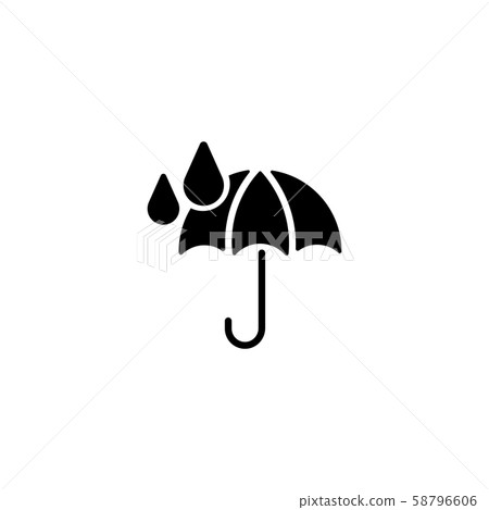 Web icon. Umbrella and rain black on white background Web icon. Umbrella and rain black on white background 58796606