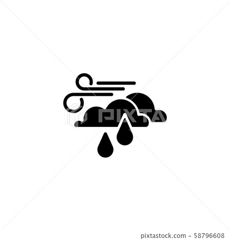 Web icon. Wind, clouds and rain black on white... - Stock Illustration ...