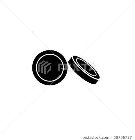 Hockey puck icon white on a black background Hockey puck icon white on a black background 58796757