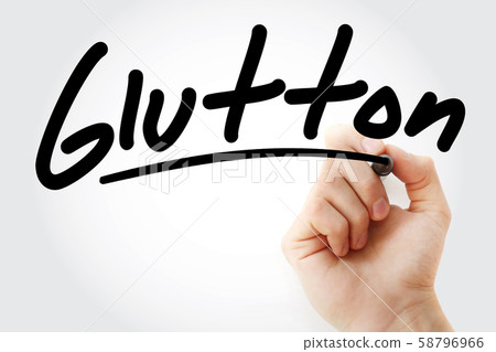 Hand writing Glutton with marker 58796966