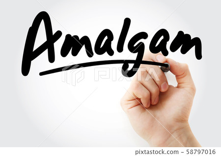 Hand writing Amalgam with marker 58797016