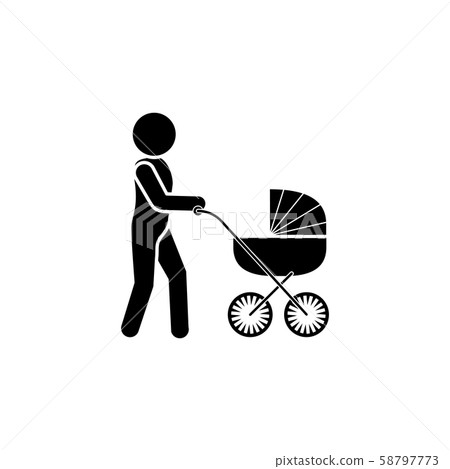 A man with a stroller. Father icon A man with a stroller. Father icon 58797773