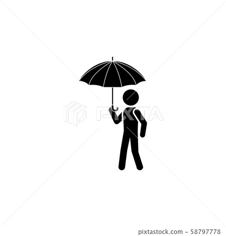 Man with an umbrella icon black on white background Man with an umbrella icon black on white background 58797778