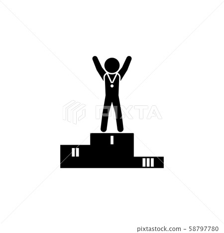 Athlete, sportsman on a pedestal icon. Winner icon Athlete, sportsman on a pedestal icon. Winner icon 58797780