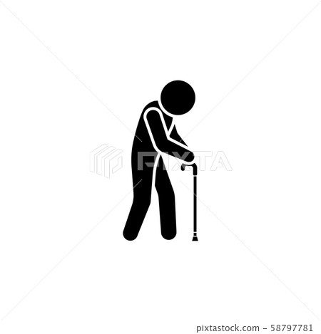 Old man icon black on white background Old man icon black on white background 58797781