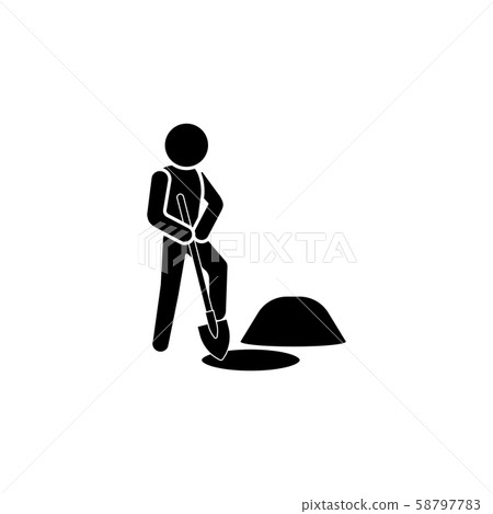 Man digging a pit icon. A man with a shovel icon Man digging a pit icon. A man with a shovel icon 58797783