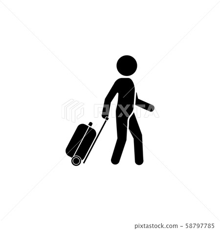 Man with a suitcase icon. Traveler icon Man with a suitcase icon. Traveler icon 58797785