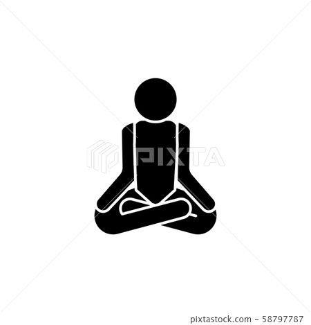 A man in a lotus pose icon.  The person is doing exercises 58797787