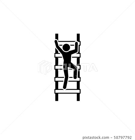 A man climbs the stairs icon black on white background A man climbs the stairs icon black on white background 58797792