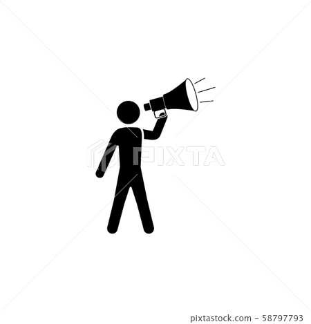 A man with a megaphone icon black on white background A man with a megaphone icon black on white background 58797793