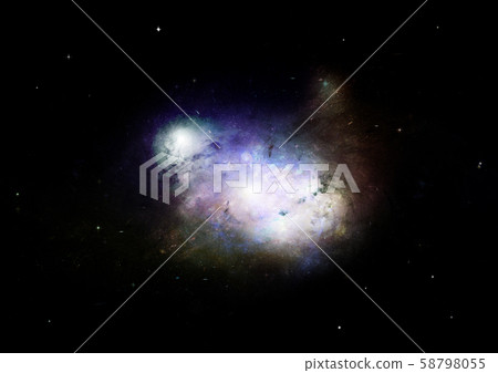 Stars, dust and gas nebula in a far galaxy Stars, dust and gas nebula in a far galaxy 58798055