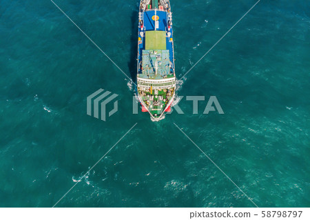 aerial ferry in the sea on a sunny day blue water aerial ferry in the sea on a sunny day blue water 58798797