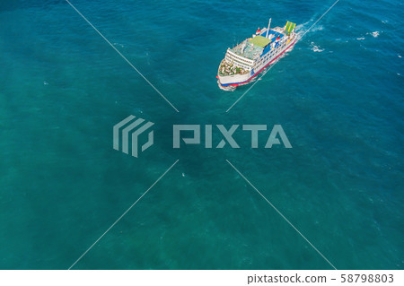 aerial ferry in the sea on a sunny day blue water aerial ferry in the sea on a sunny day blue water 58798803