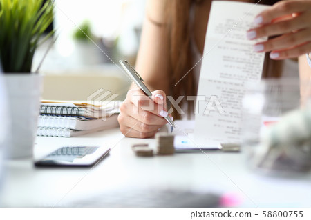 Tender hands of female manager 58800755