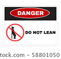 Accident Prevention signs, DANGER board with message Danger DO NOT LEAN. beware and careful Sign, warning symbol design concept, vector illustration. 58801050