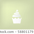 Cherry cupcake in paper cut style, sign symbol, vector illustration. 58801179