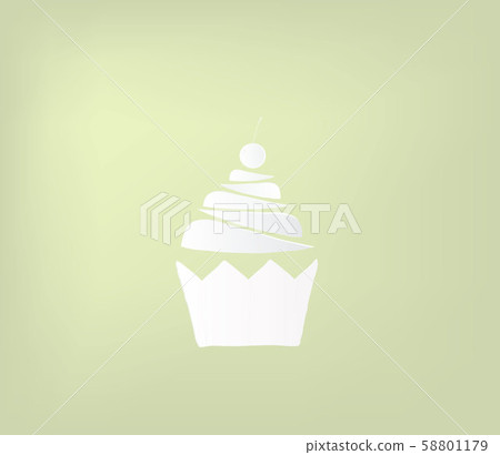 Cherry cupcake in paper cut style, sign symbol, vector illustration. Cherry cupcake in paper cut style, sign symbol, vector illustration. 58801179