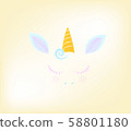 Unicorn cute in watercolor style, sign symbol, vector illustration. 58801180