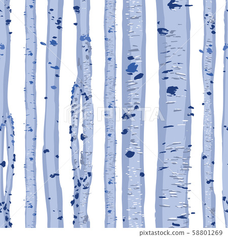 Repeated seamless pattern of blue birch trees 58801269