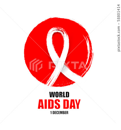 Hand drawn AIDS ribbon in red circle. 58801414