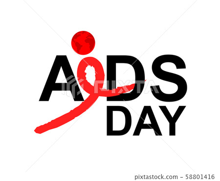 AIDS with red ribbon in brush style.  58801416