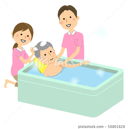 Elderly people taking baths Care staff Bathing assistance Elderly people taking baths Care staff Bathing assistance 58801828
