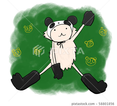 A dog that wears a panda headwear, gloves and boots and can become a panda 58801856