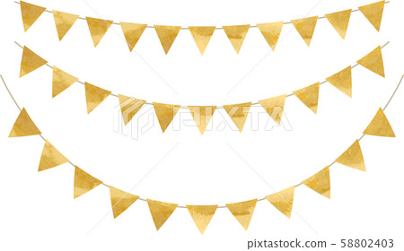 Flag_triangle_garland_watercolor_gold_gold_Christmas 58802403