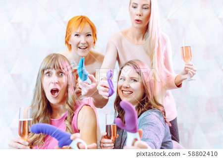 Women showing sex toys they bought at a dildo party 58802410