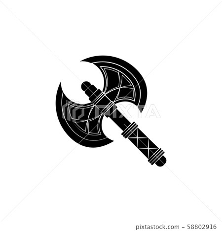 Double Sided Ax Icon Black On White Background Stock Illustration