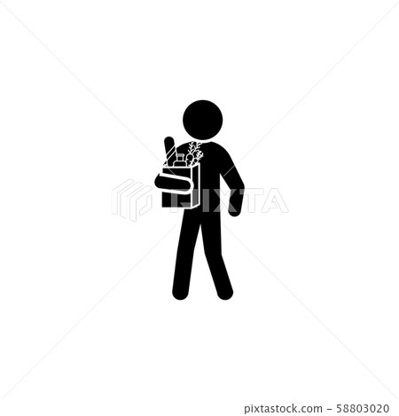 Man with food icon. Man with purchases Man with food icon. Man with purchases 58803020
