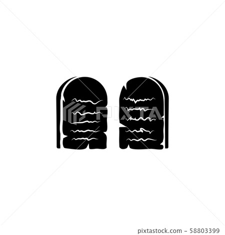Stone Tablets. Ten Commandments black on white background Stone Tablets. Ten Commandments black on white background 58803399