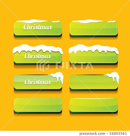 Christmas vector green glossy buttons set isolated on orange background. web green christmas sale 58803561