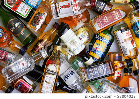 Set of bottles of assorted alcoholic beverages 58804022