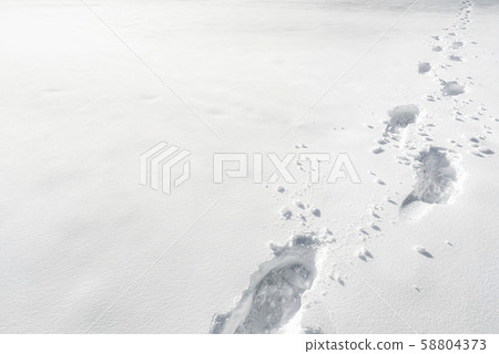 Snow footprints. Winter weather concept. Winter 58804373