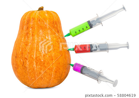 Pumpkin or squash with a syringes Pumpkin or squash with a syringes 58804619