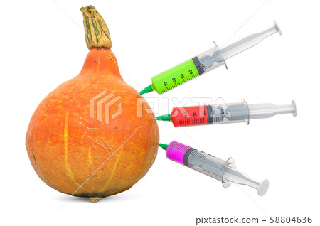 Hokkaido pumpkin with a syringes 58804636