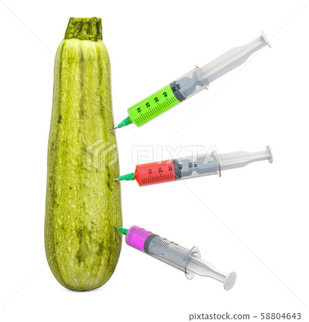Courgette or zucchini with a syringes 58804643