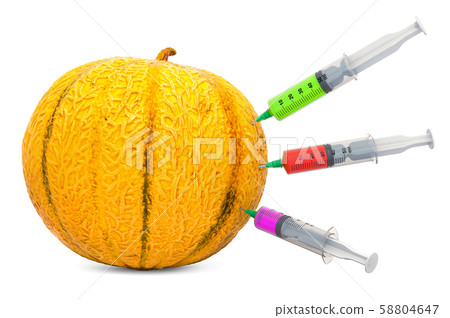 Christmas melon with a syringes full of chemicals 58804647