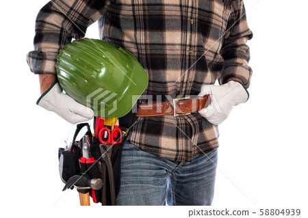 Craftsman at work on wooden boards. Carpentry. 58804939