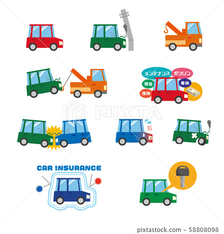 Car accident insurance trouble illustration set Car accident insurance trouble illustration set 58808098