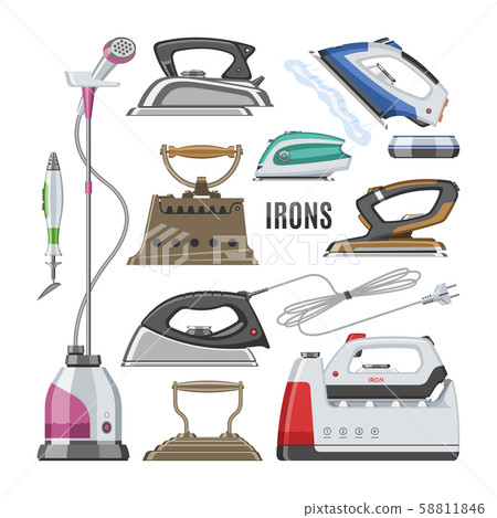 Iron vector ironing electric household appliance steamer of laundry housework illustration irony 58811846