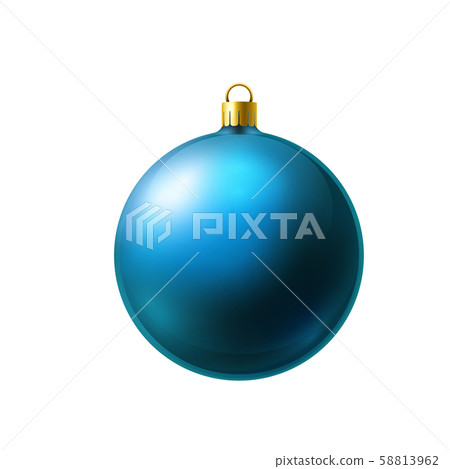 Light blue christmas ball made of frosted glass isolated on white background. 58813962