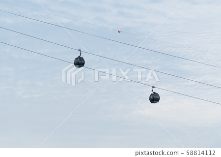 Cable car on wire. Cable car on wire. 58814112