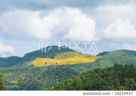 Mountain and sky in summer season. Mountain and sky in summer season. 58814437