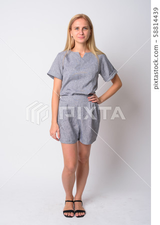 Full body shot of young beautiful blonde woman Full body shot of young beautiful blonde woman 58814439