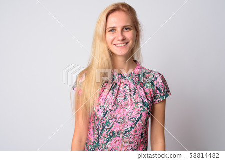 Face of happy young beautiful blonde woman smiling Face of happy young beautiful blonde woman smiling 58814482